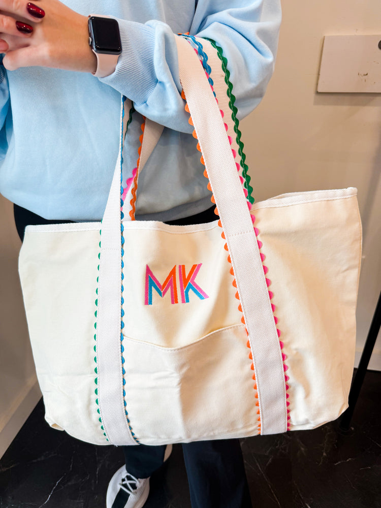 Scallop Multi Colored Ric Rac Tote Bag