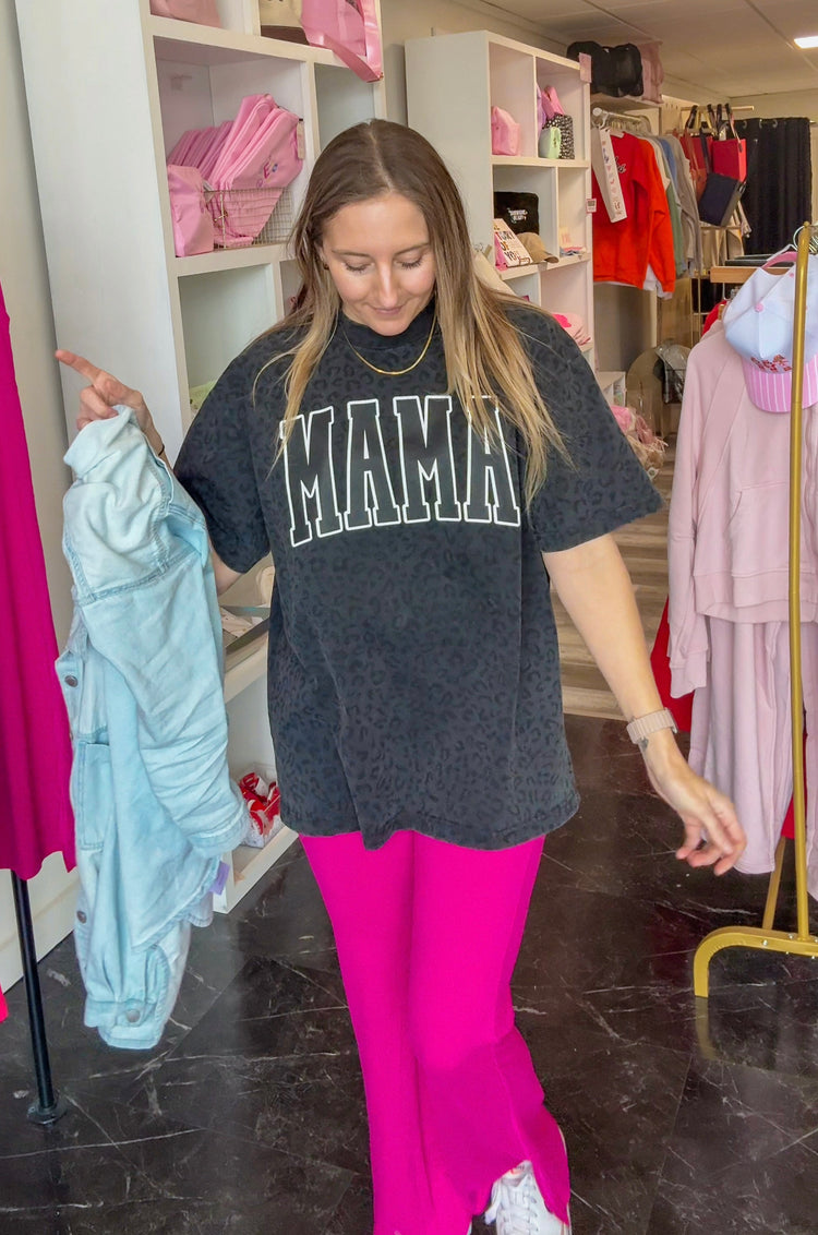 Mama Black Leopard Oversized Tee | Emby Exclusive ★