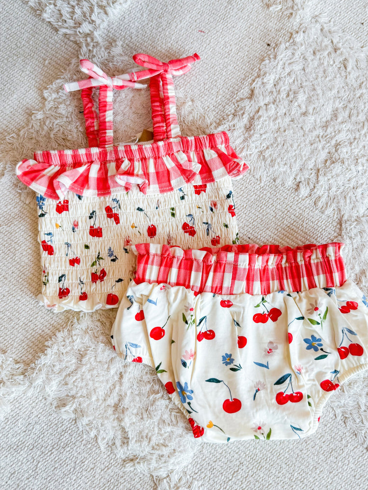 Cherry Gingham Bloomer Set