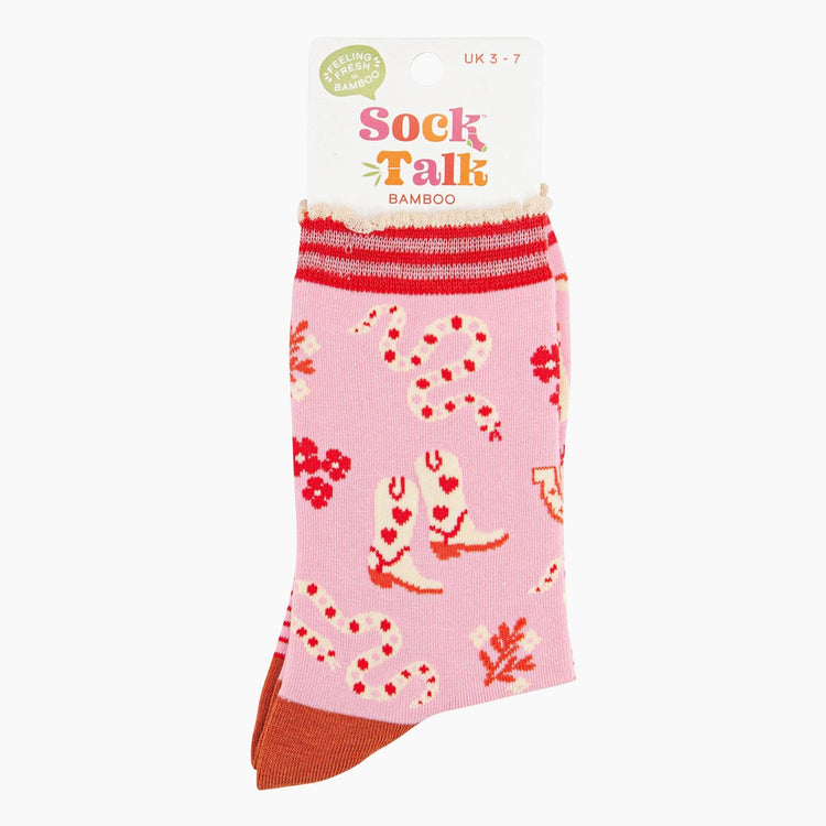 Women's Bamboo Socks - Pink Cowgirl