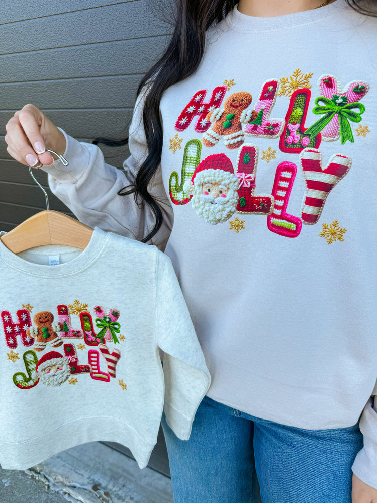 Holly Joly Faux Crochet Sweatshirt | Toddler & Adult