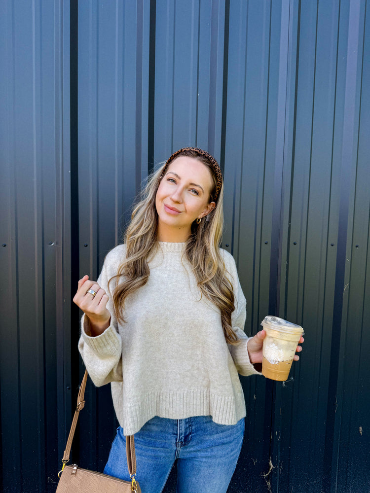 Oatmeal Tie-Back Sweater