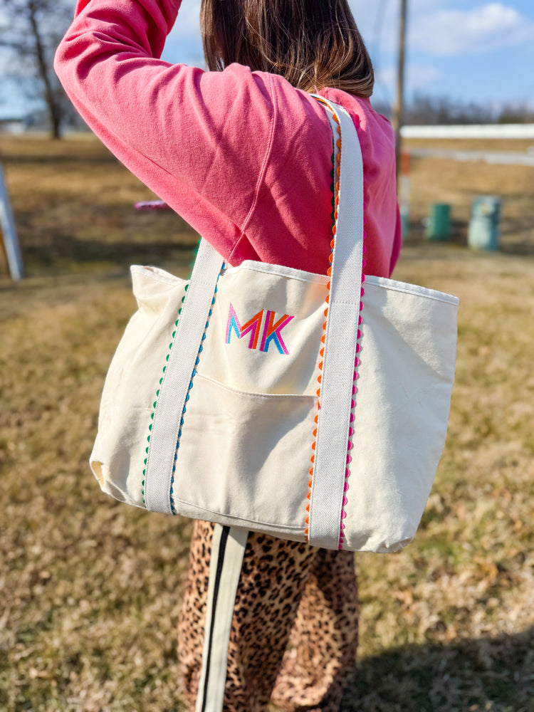 Scallop Multi Colored Ric Rac Tote Bag