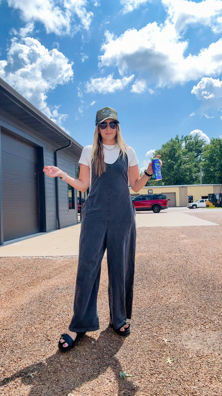Mineral Wash Wide Leg Jumpsuit
