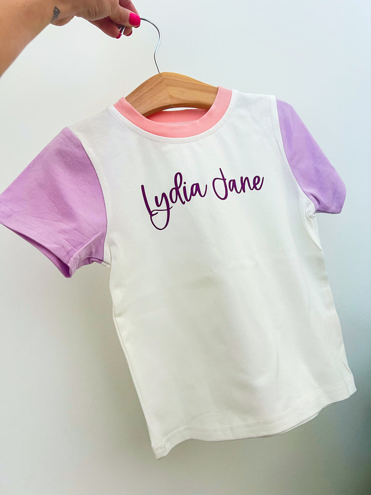 Lilac & Peach Color Block Kids Tee | Custom Toddler T-Shirt