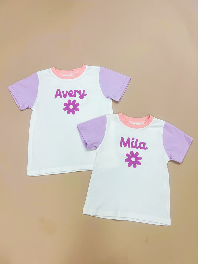 Lilac & Peach Color Block Kids Tee | Custom Toddler T-Shirt