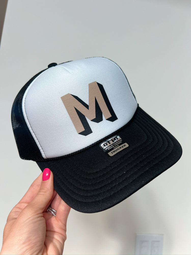 Custom Shadow Initial Trucker Hat | Youth + Adult