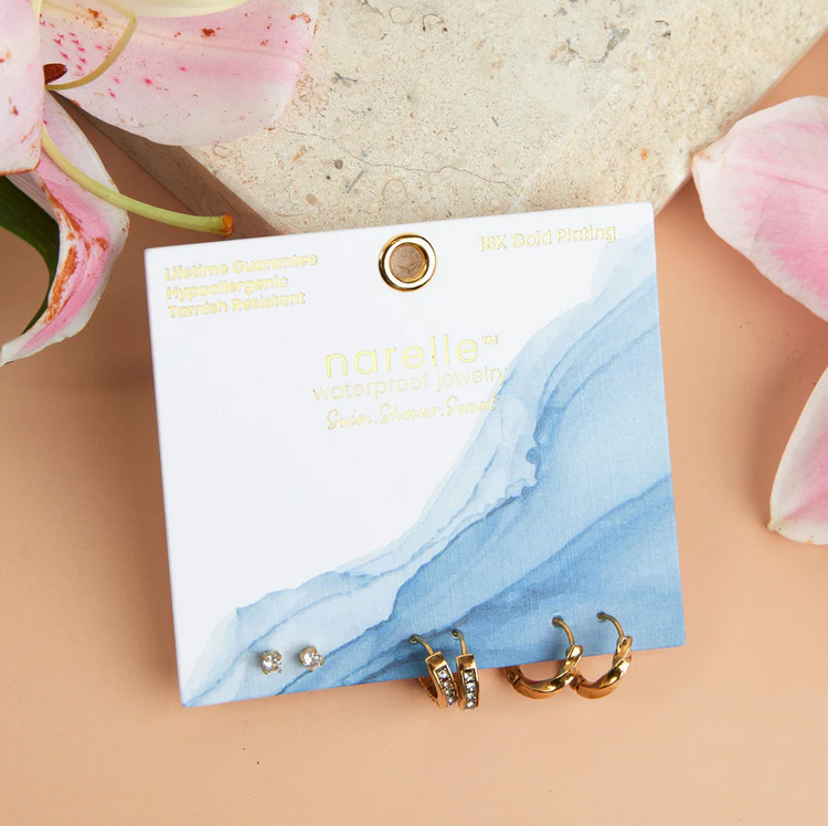 Pave Hoop Earring Set | Waterproof