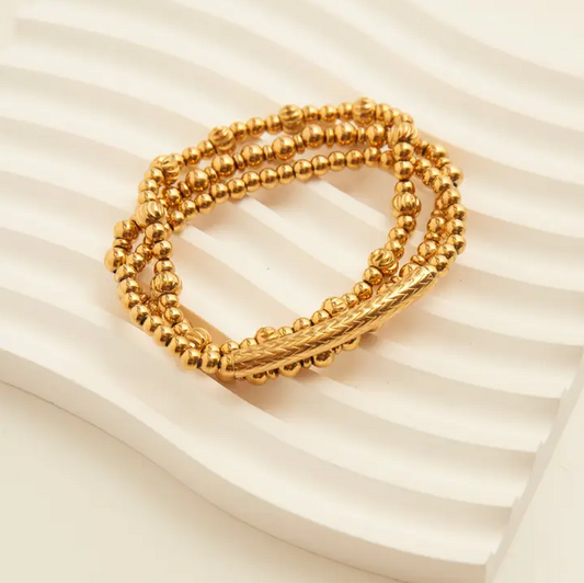 Gold Multi Stretch Bracelet Set | Waterproof