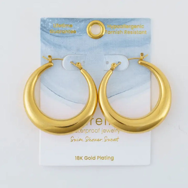 Waterproof Rounded Pin Hoop Earrings