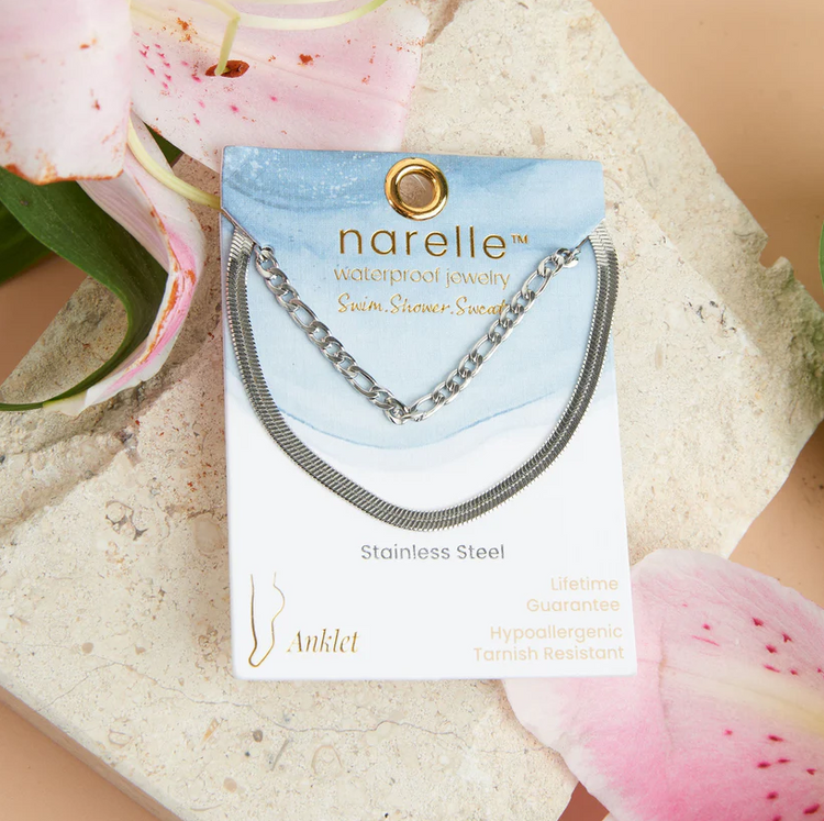 Silver Dainty Snake Chain Anklet | Waterproof