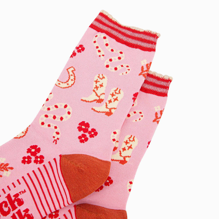 Women's Bamboo Socks - Pink Cowgirl