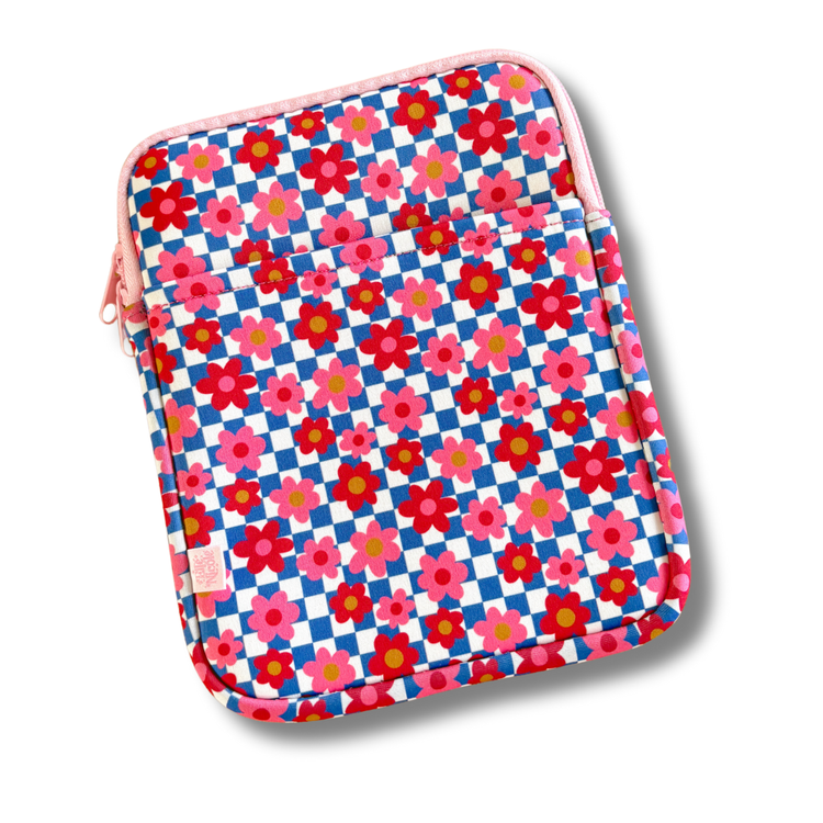 Kindle / Tablet Sleeve: Retro Floral Check