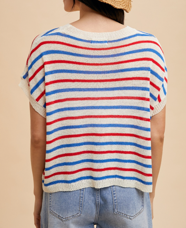 All American Stripe Light-Weight Sweater Top