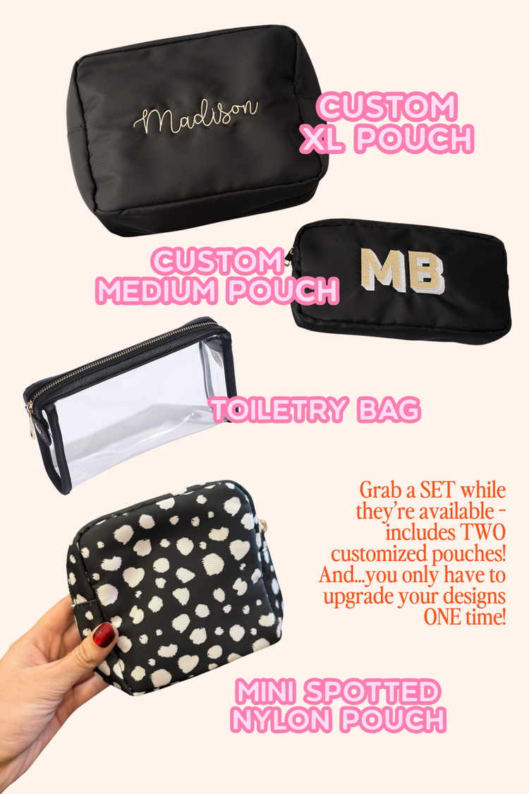 Embroidered Nylon Pouch Set | Nylon Pouch Bundle