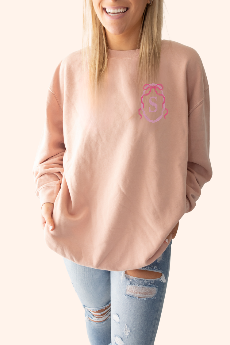 Cross Stitch Bow Initial Sweatshirt | Design Your Own!