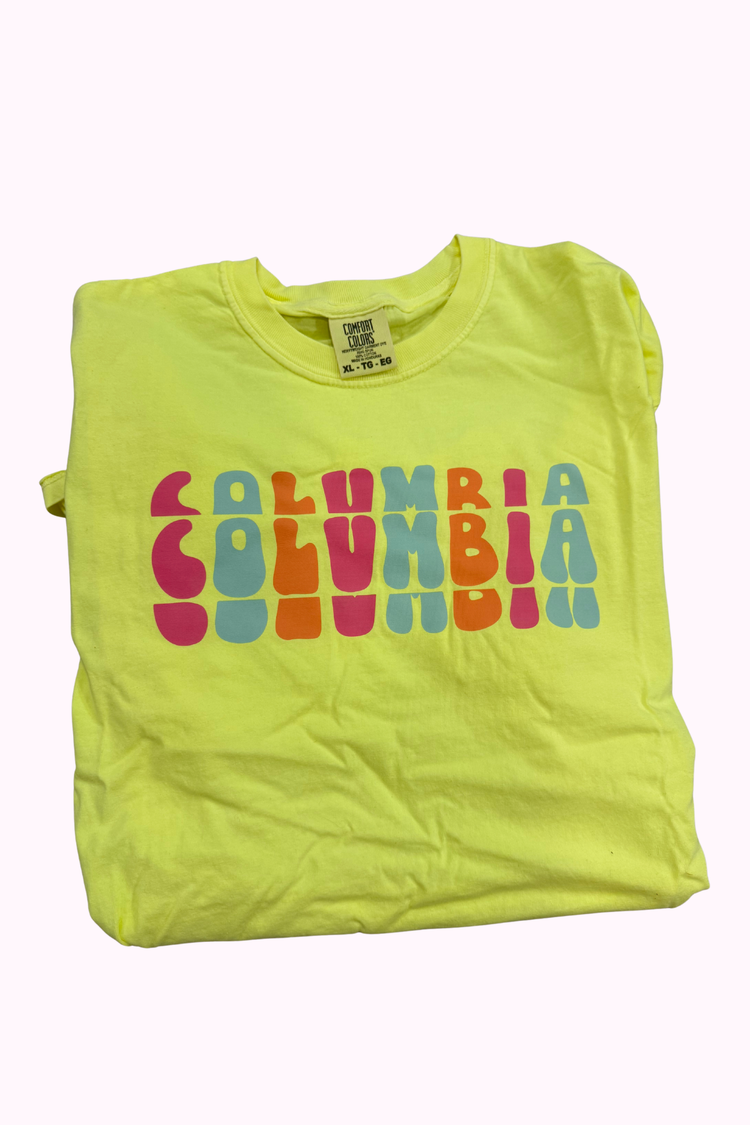 One of a Kind | Columbia Stacked Tee in Neon Yellow (XL)