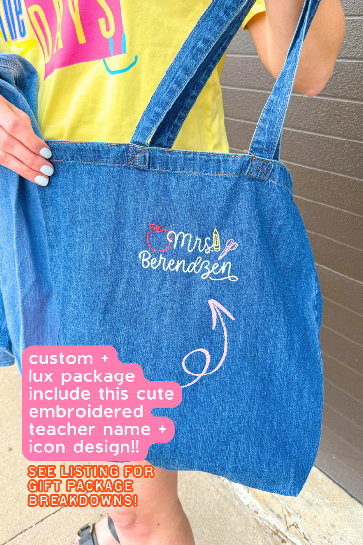 Build a Gift: Teacher Denim Tote Bag
