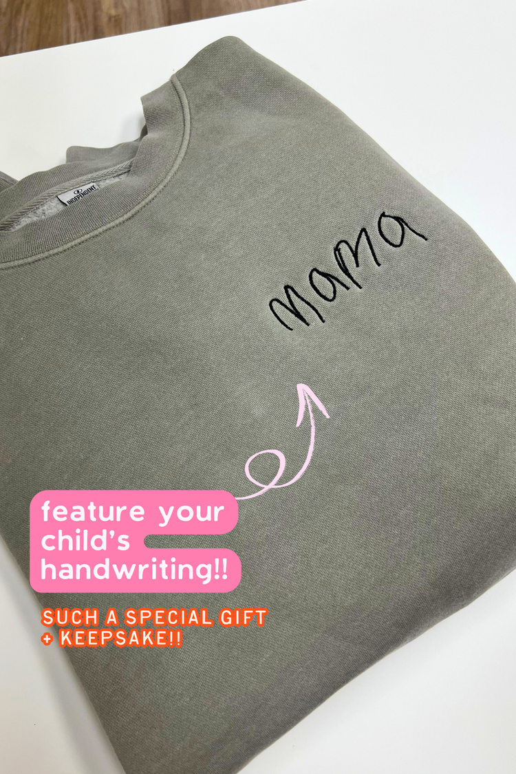Embroidered Handwriting Sweatshirt | Custom Kid's Handwriting Embroidered Gift