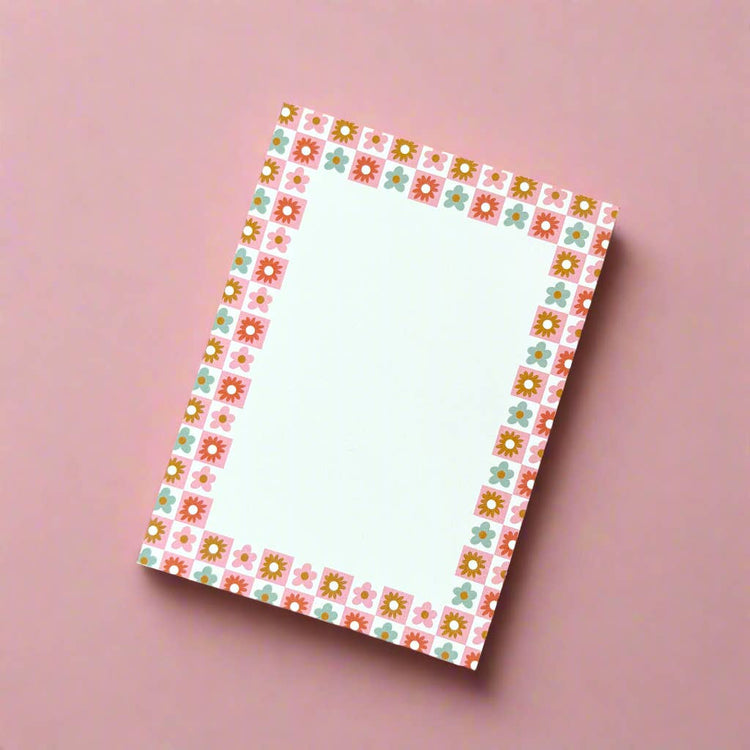 4x5.5in Notepad - Checkered Florals