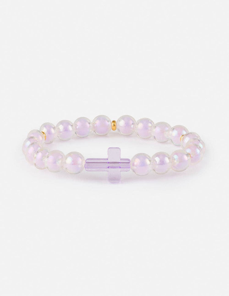 Lilac Purple Cross Beaded Bracelet