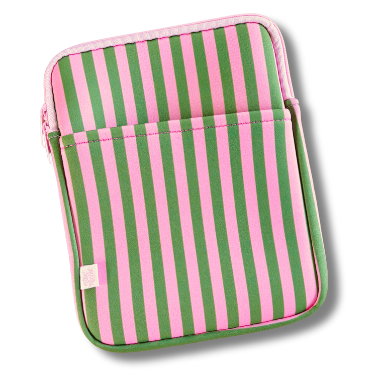 Kindle / Tablet Sleeve: Pink & Green Stripes