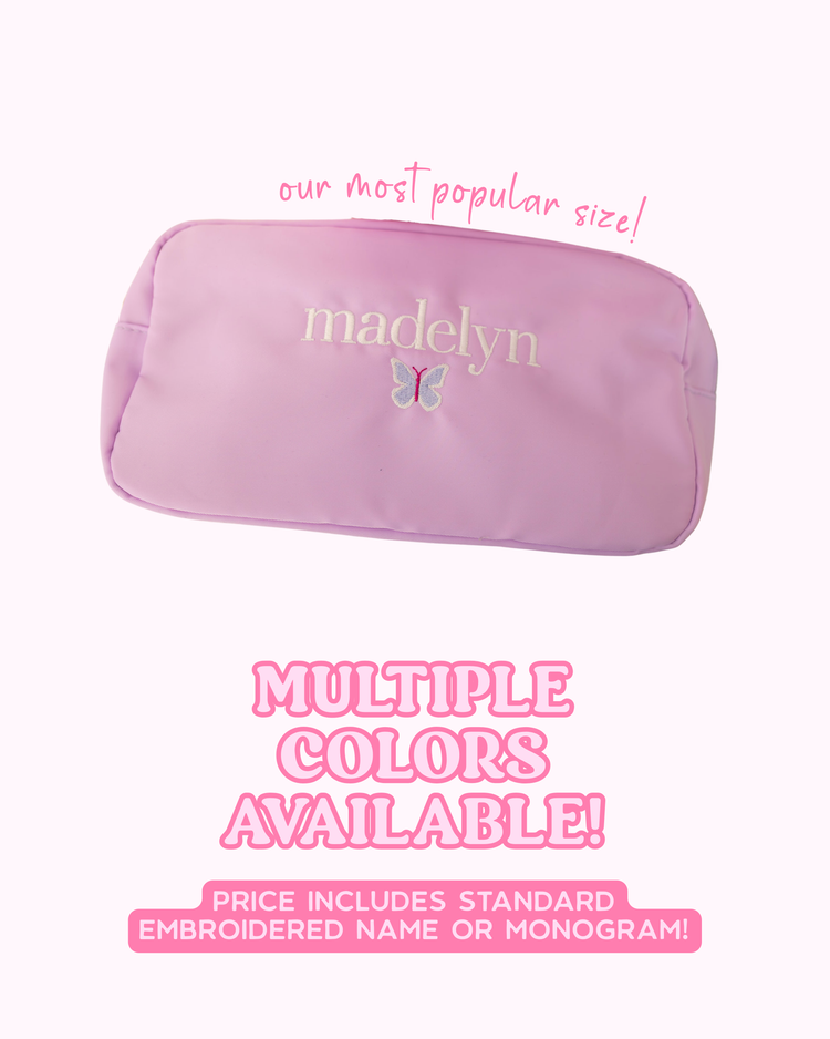 Custom Embroidered Large Nylon Pouch | Multiple Colors