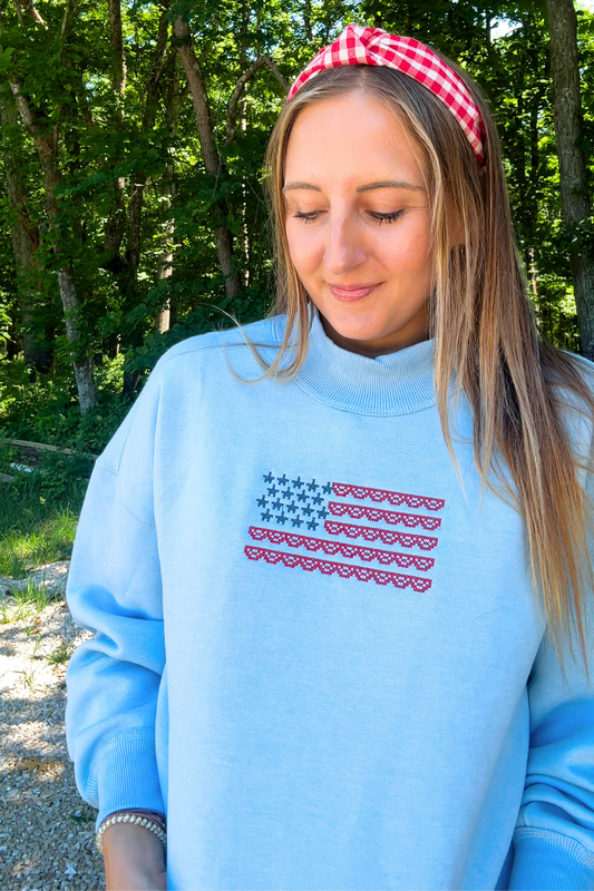 Light Blue Mock Neck Pullover Sweatshirt | Customize Your Own!