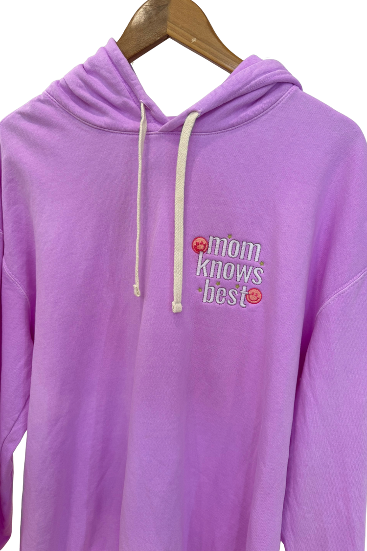 One of a Kind | Mom Knows Best Embroidered Hoodie (L)