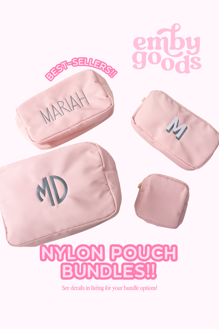 Embroidered Nylon Pouch Set | Nylon Pouch Bundle
