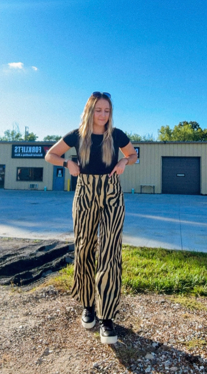Wild Zebra Stripe Straight Pants