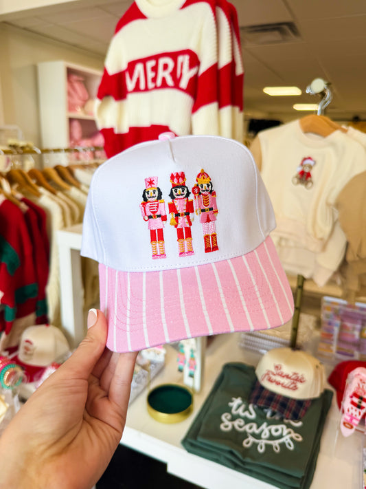 Nutcracker Pink Stripe/Natural Trucker Hat | Christmas