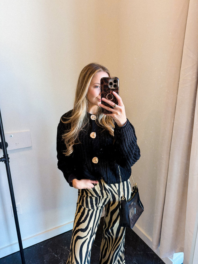 Black Gold Button-Down Cardigan