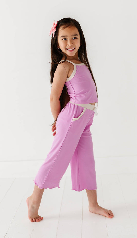 Lavender Tank + Wide Leg Pant Ribbed Set