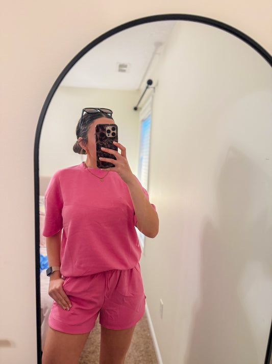 Pink Modal Short Set | Trendy Summer Casual Set