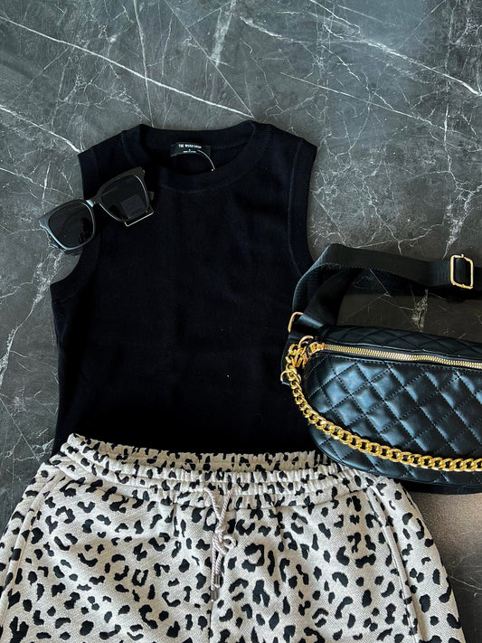 Black Ribbed Knit Tank Top
