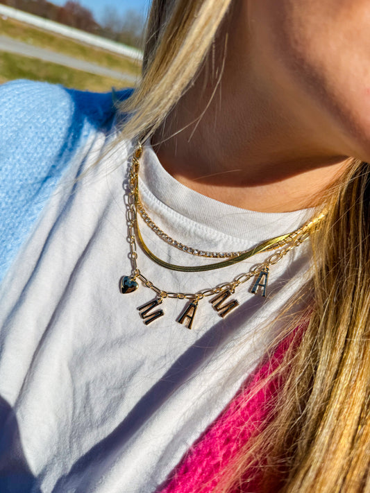 Mama Charm Triple Layer Necklace