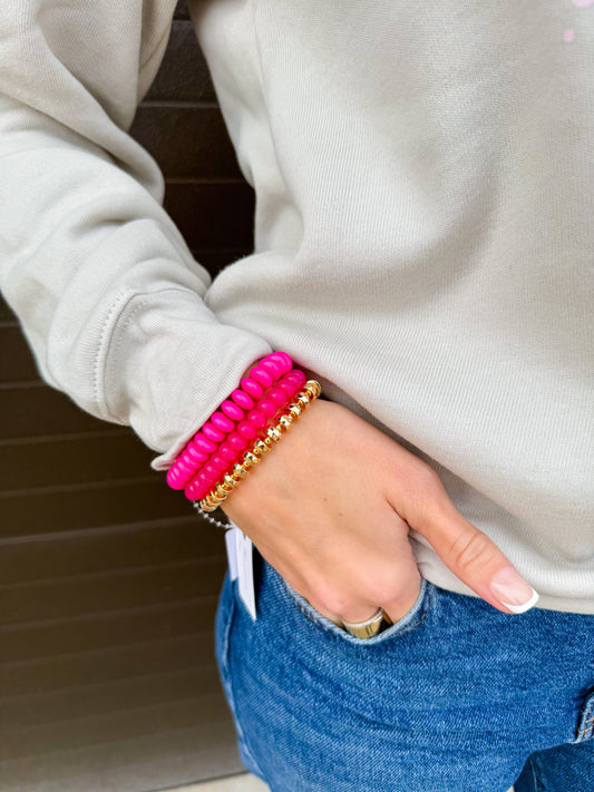 Fuschia & Gold Bracelet Set
