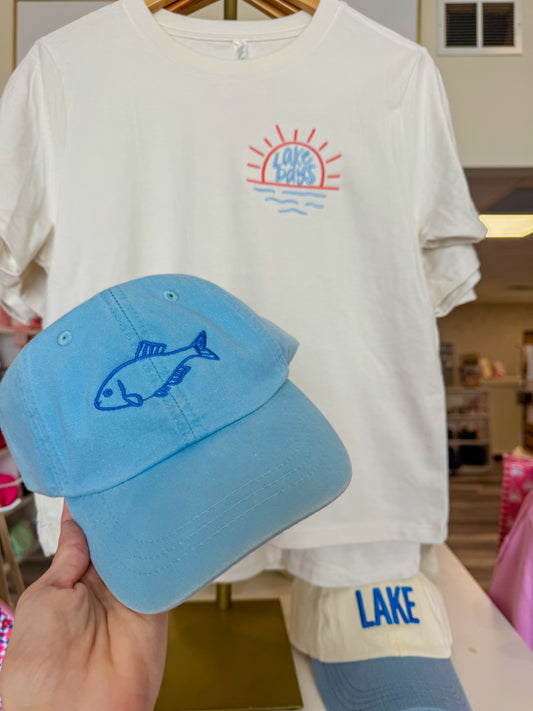 Blue Fish Embroidered Dad Hat | Trendy Embroidered Dad Hat