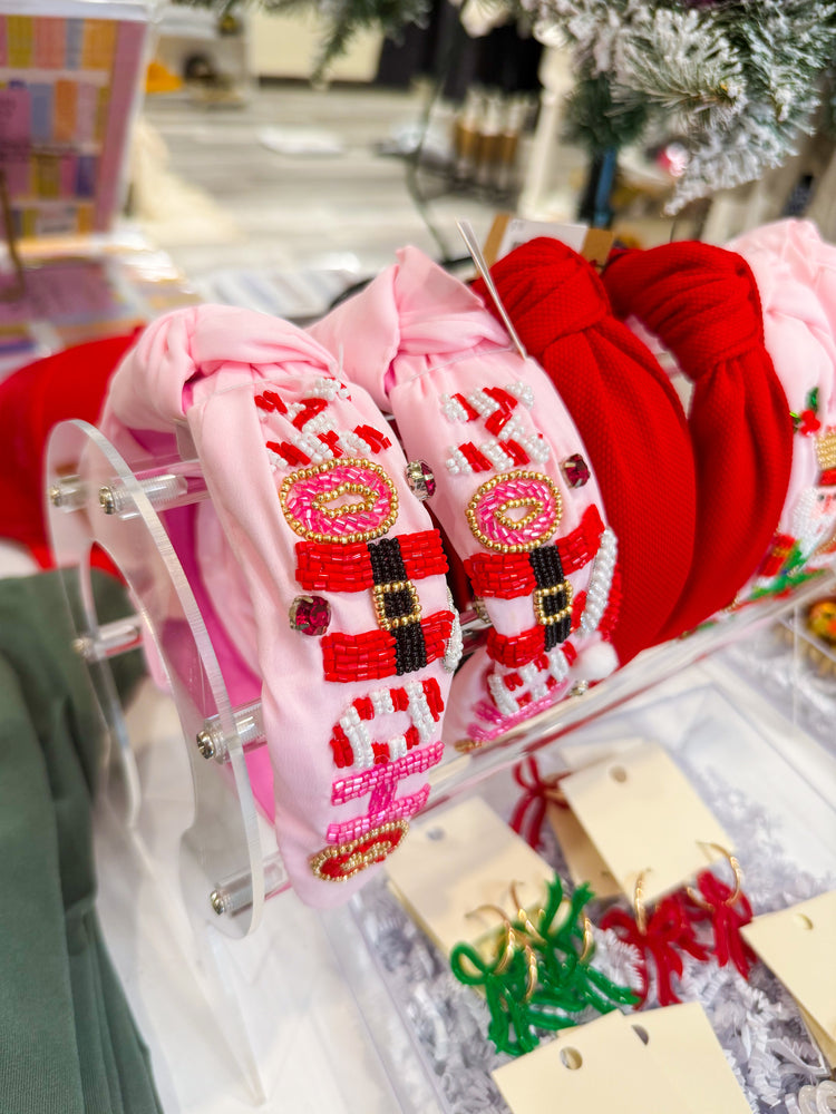 Ho Ho Ho Pink Beaded Heabdand