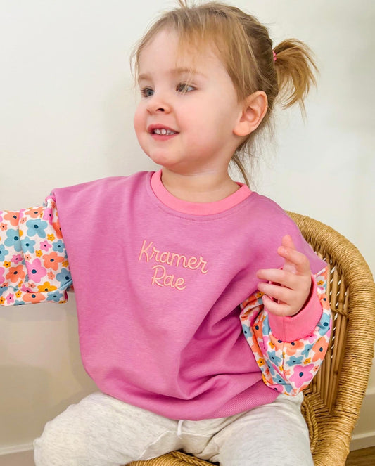 Groovy Floral Toddler Crewneck Sweatshirt | Custom Toddler Sweatshirt