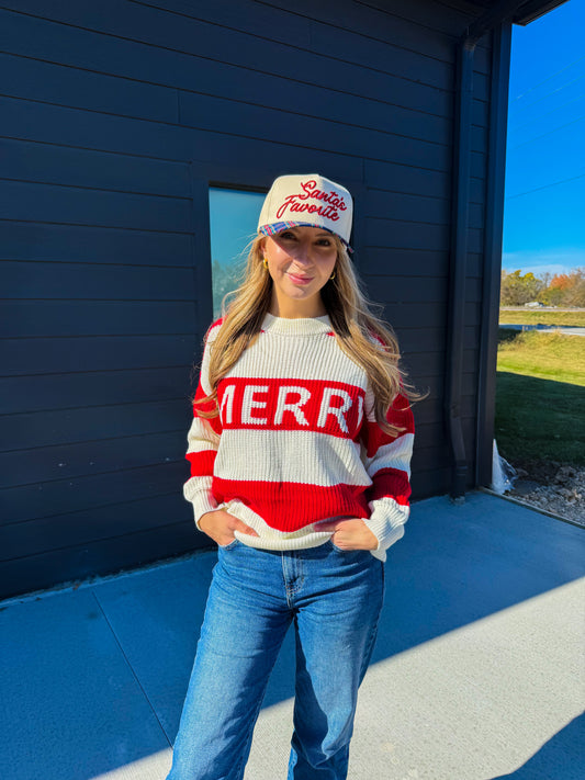 Merry Red & White Striped Sweater