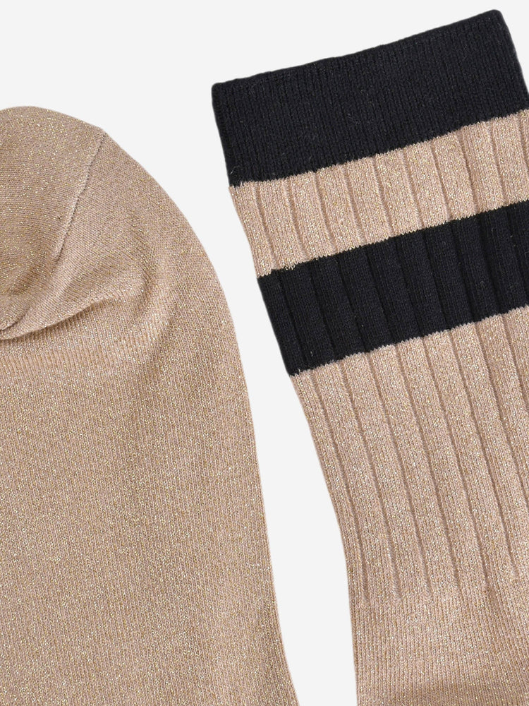 Women's Glitter Socks - Gold/Black Stripe Cuff