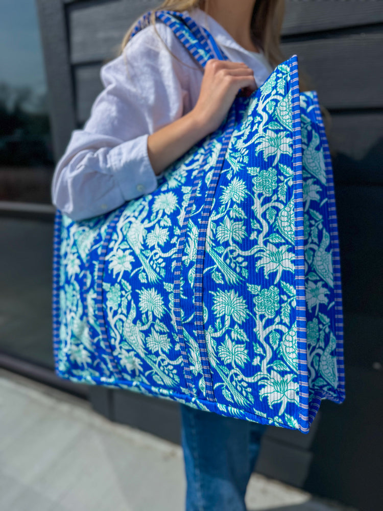 Jumbo Floral Reversible Quilted Tote Bag | Multiple Colors