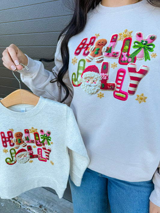 Holly Joly Faux Crochet Sweatshirt | Toddler & Adult