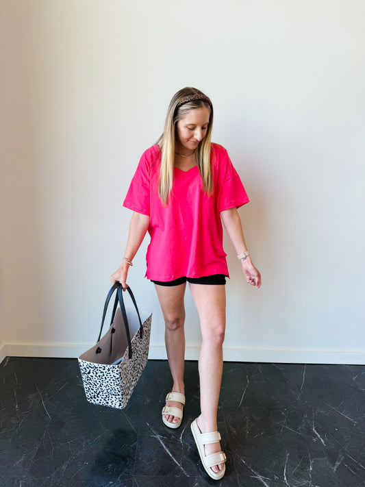 Brightest Pink Super Soft Oversized Basic Top