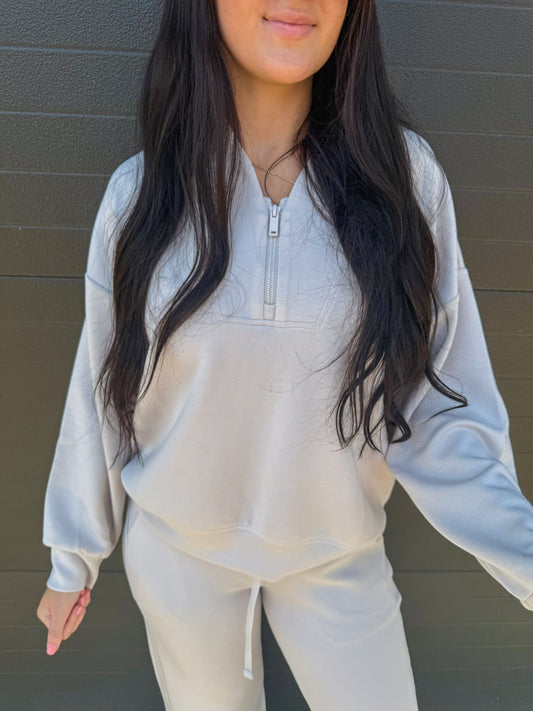 Light Mocha Modal Luxe V-Neck Pullover