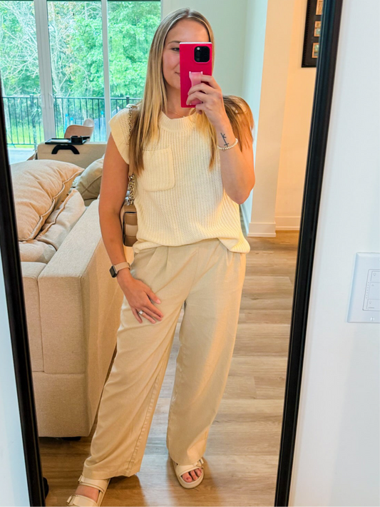 Ivory Pocket Knit Tank