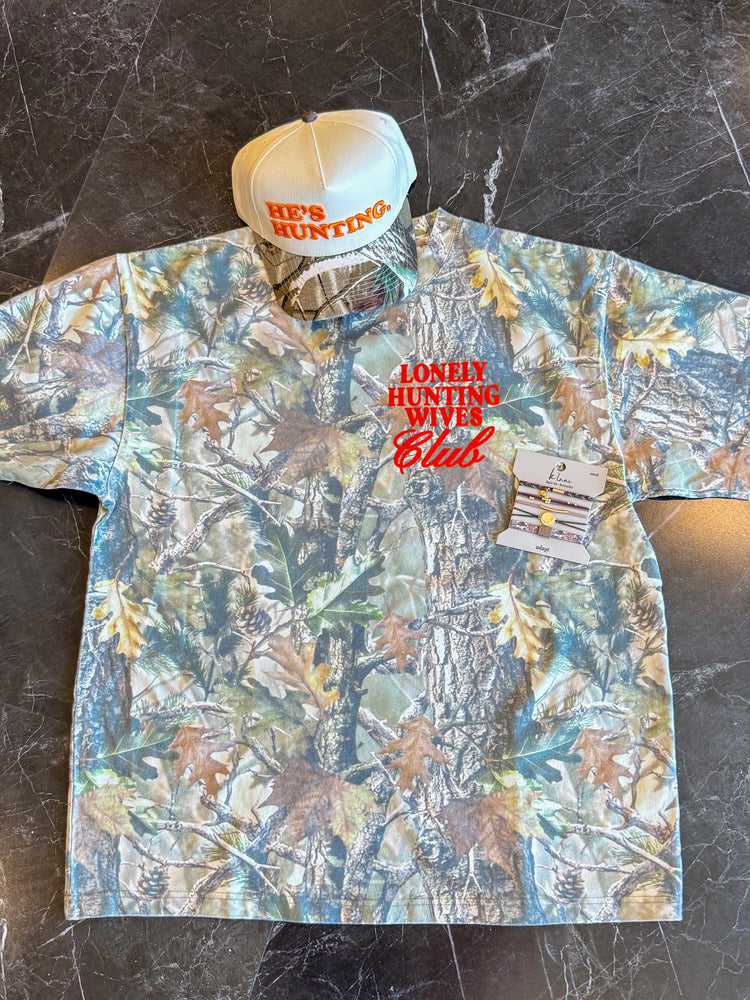 Lonely Hunting Wives Camo Velvet Oversized Tee