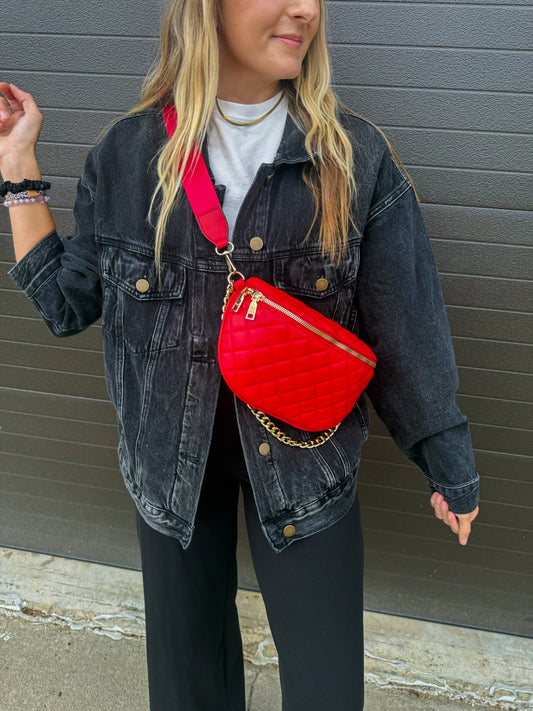 Staple Boxy Denim Oversized Jacket: Black